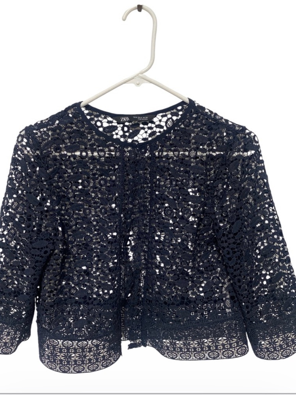 Zara Black Crochet Lace Top